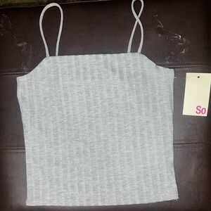 Kohl’s So Grey Cropped Square Neck Ribbed Tank Top